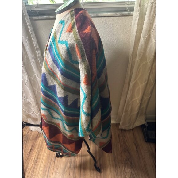 Womens Serapa Southwestern Poncho Blanket Wrap Cape Coat Boho Hippie Festival - Picture 5 of 8